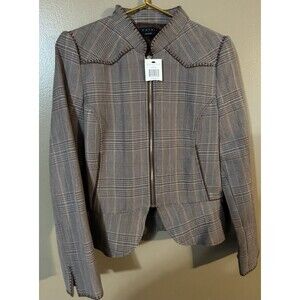 Womens Size 12 Brown Parallel blazer Aligned with Stitching For Decor NWT